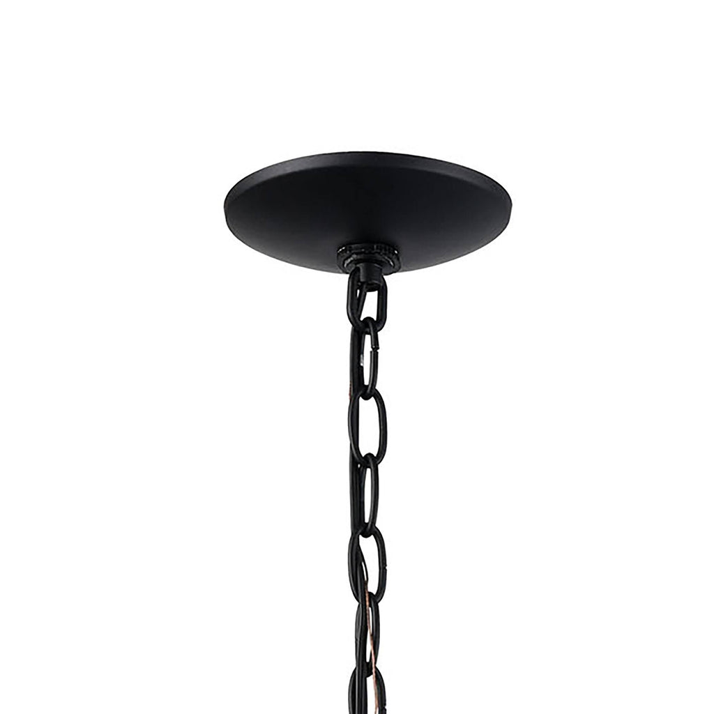 1-Light Hanging Matte Black Antique White Art Glass S13655