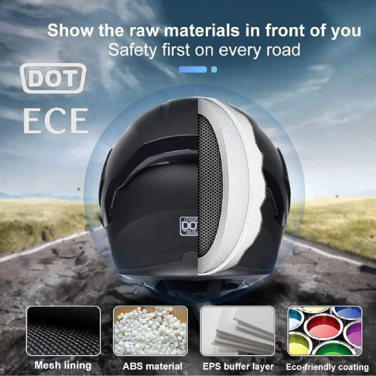 Full Face Flip Up Modular Dual Visor Motorcycle Helmet T452