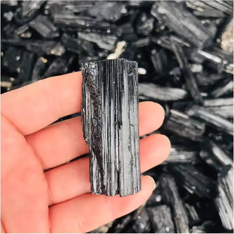 Black Tourmaline Quartz Crystal Point Specimen E260