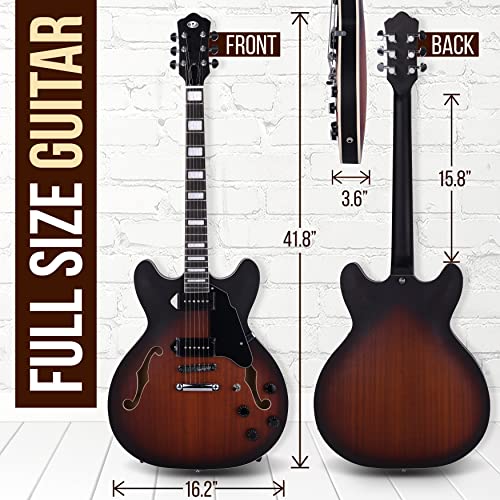 41.8" Full Size Semi Hollow Body Electric Guitar Set with Gig Bag D860675