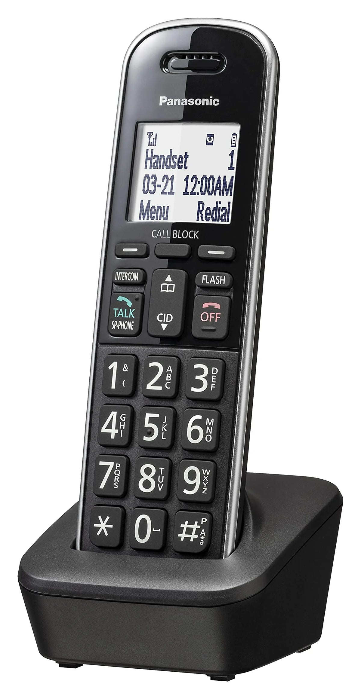 Cordless Handset with Large LCD, Call Block, Caller ID, Phonebook - Black B443822