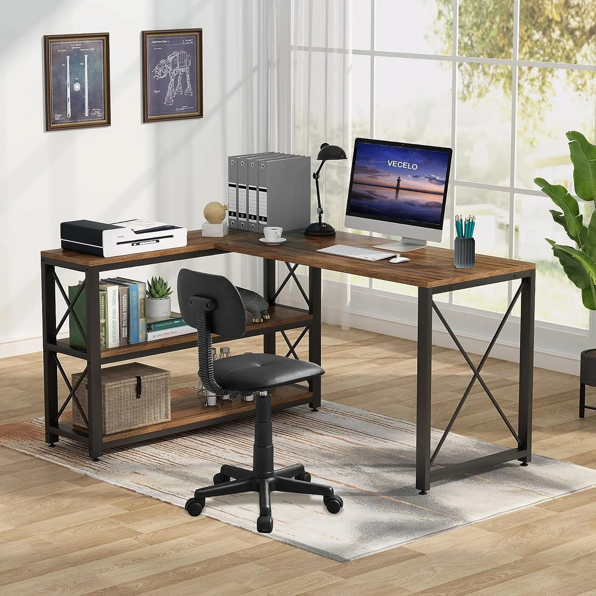 Black Adjustable Height Ergonomic Swivel Office Chair H89379
