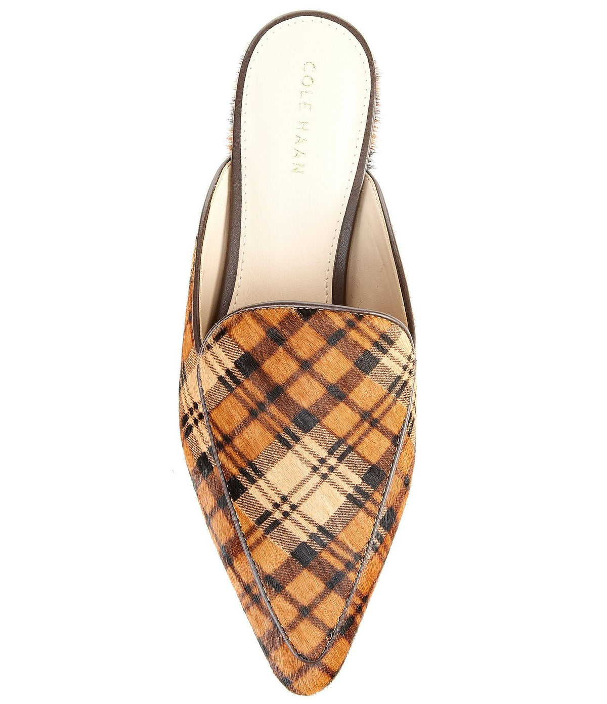 Plaid Print Calf Hair Mules O771281