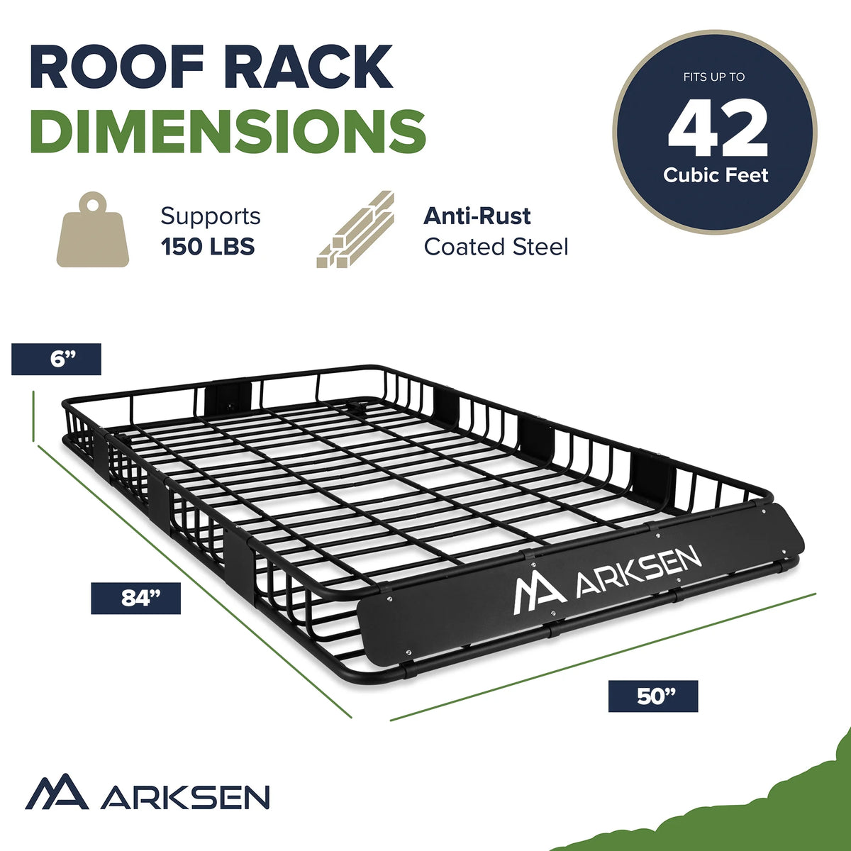 84" x 50" x 6" Black Heavy Duty Roof Rack Cargo Basket R8733