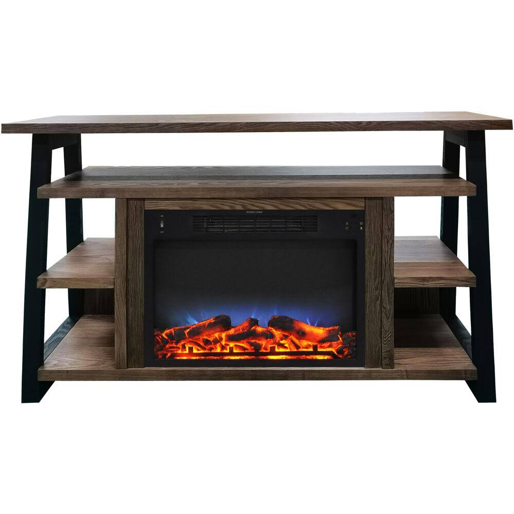 White Electric Fireplace Mantel with LED Flame Y399