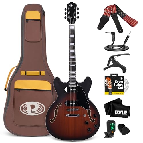 41.8" Full Size Semi Hollow Body Electric Guitar Set with Gig Bag D860675