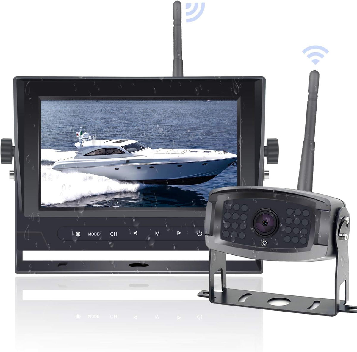1080P Digital Wireless Rear View Camera with 7'' DVR Monitor IP67 Waterproof O734