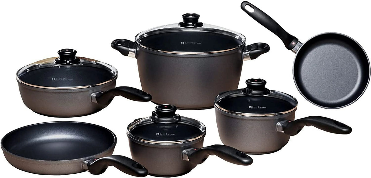 10 Piece Nonstick Diamond Coated Aluminum Cookware Set Y78263