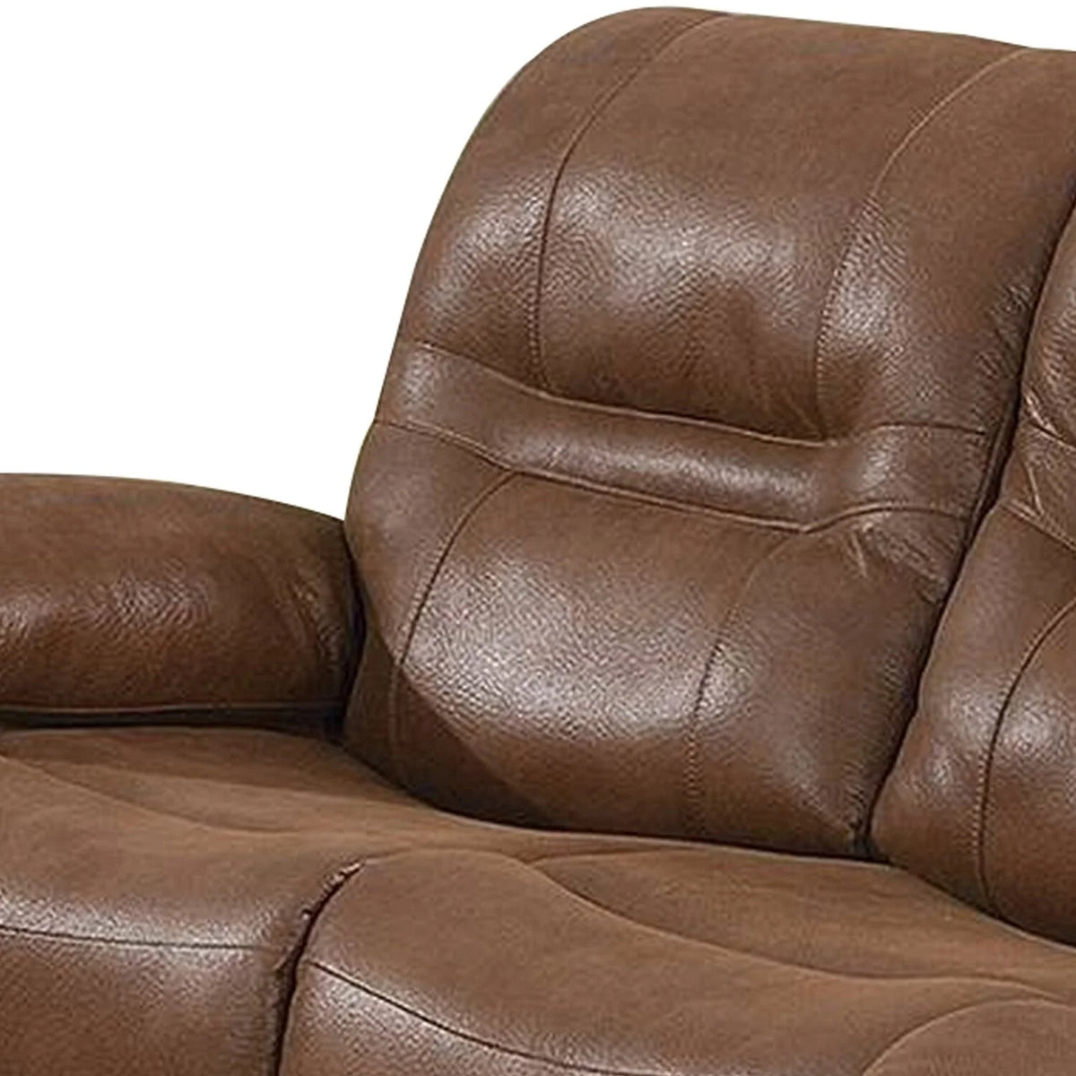 Brown Leatherette Reclining Sofa with USB Port M77182