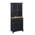 Black Wood Top Buffet with Hutch D57323