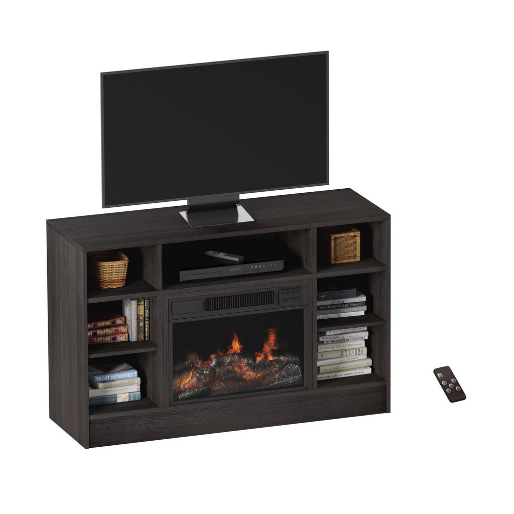 Fireplace TV Stand for TVs up to 48" with Adjustable Thermostat and LED Flame, Gray T826417