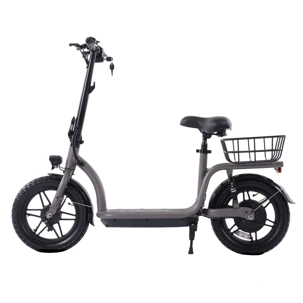 Electric Scooter with Seat, 400W, 14 Pneumatic Tire, Black E909