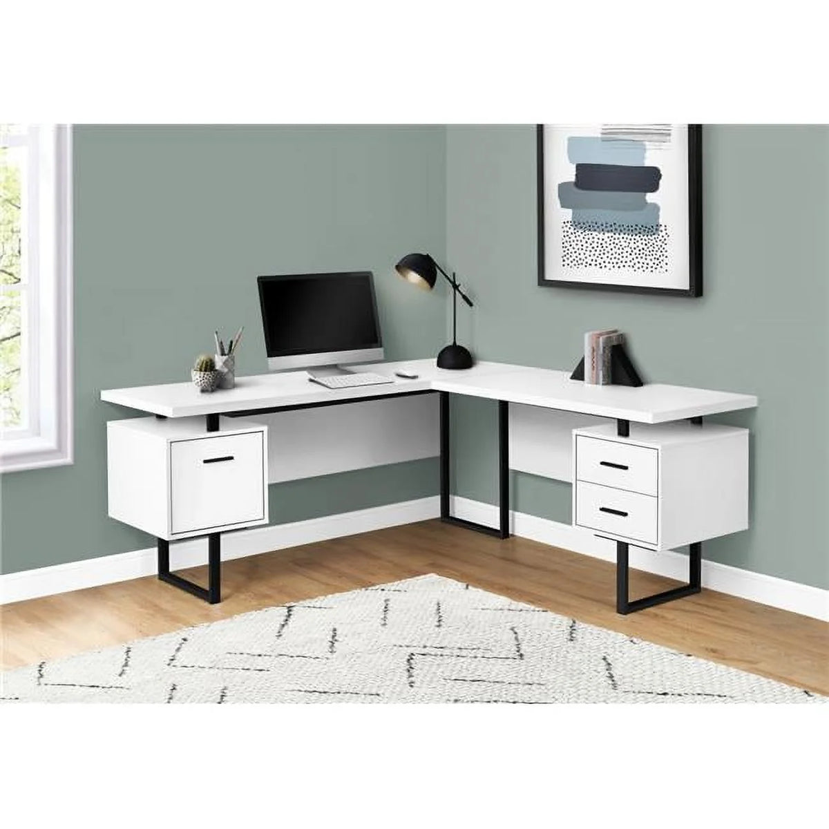 70 in. White Metal Computer Desk A459477