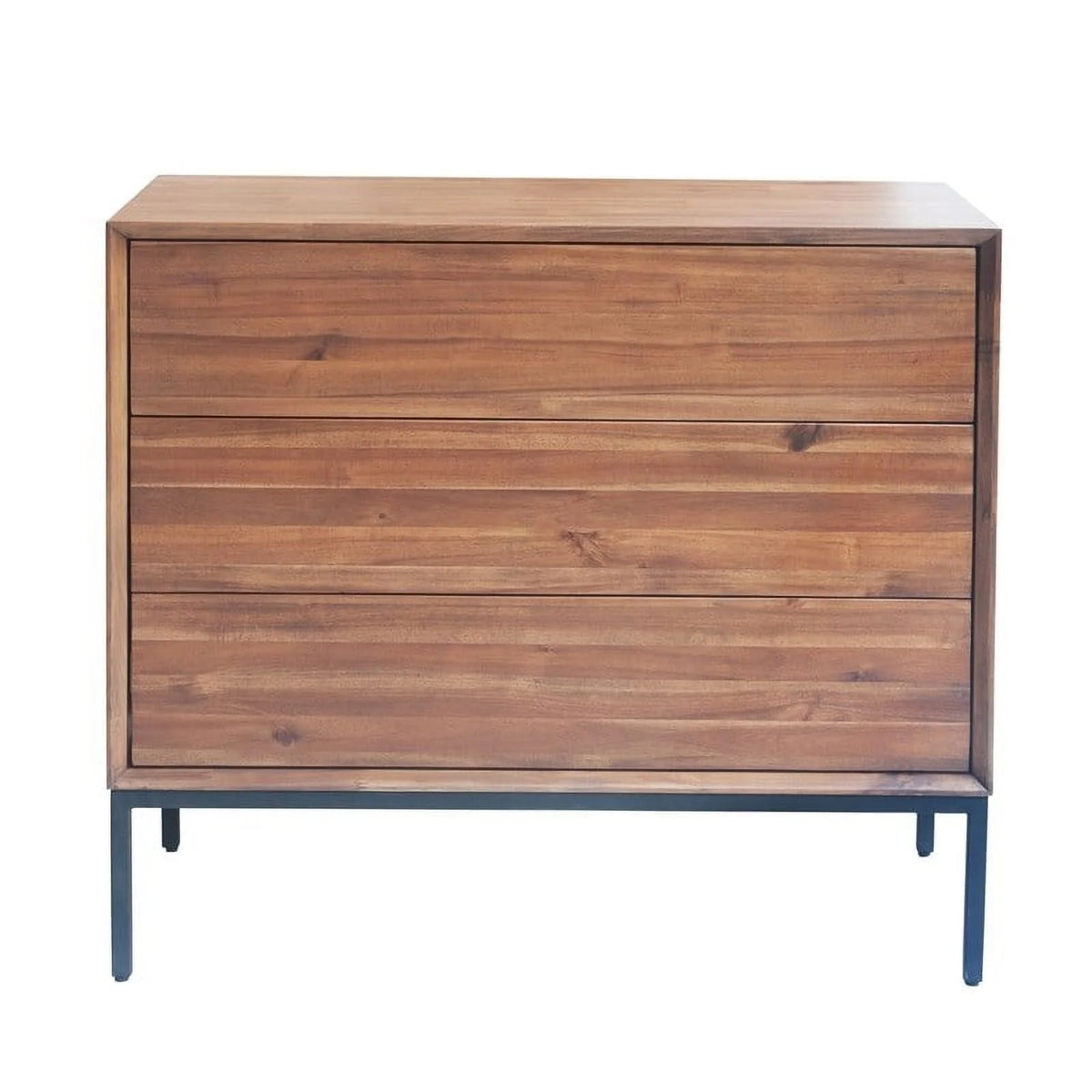 35.5" Wood & Steel 3 Drawer Chest in Newton Brown/Black O413