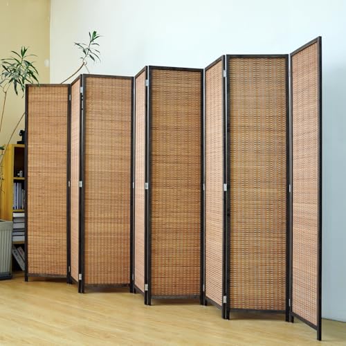 5.6 FT Tall Brown Bamboo Folding Room Divider Screen H2861