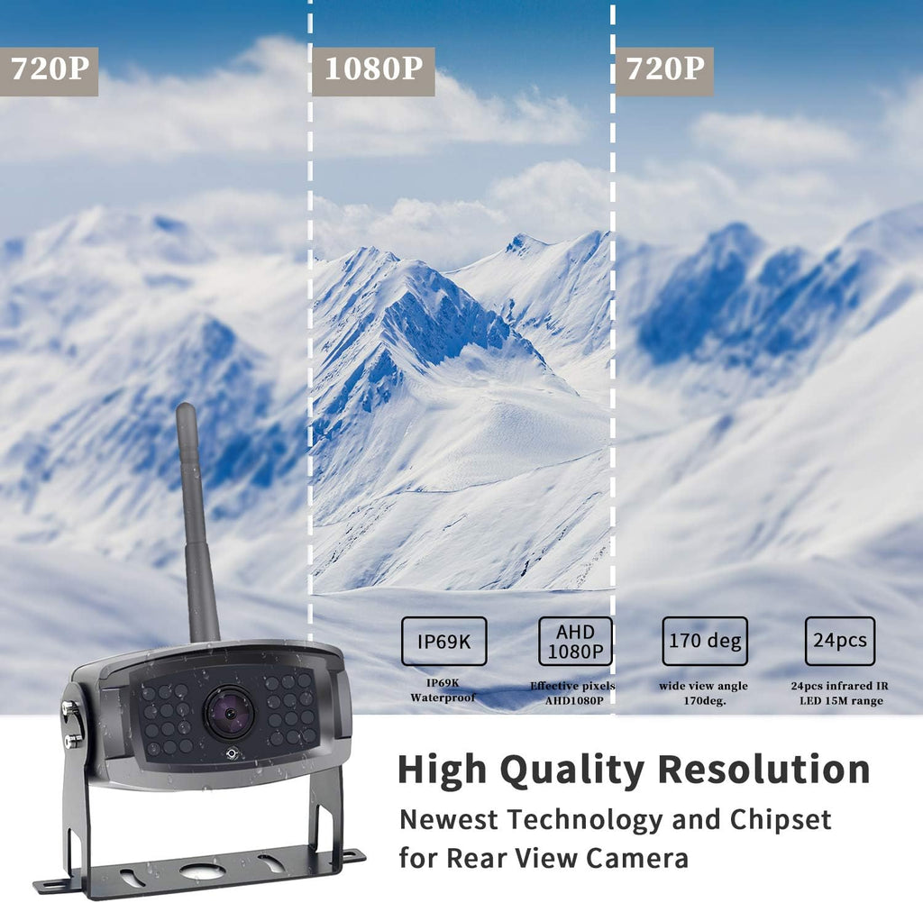1080P Digital Wireless Rear View Camera with 7'' DVR Monitor IP67 Waterproof O734