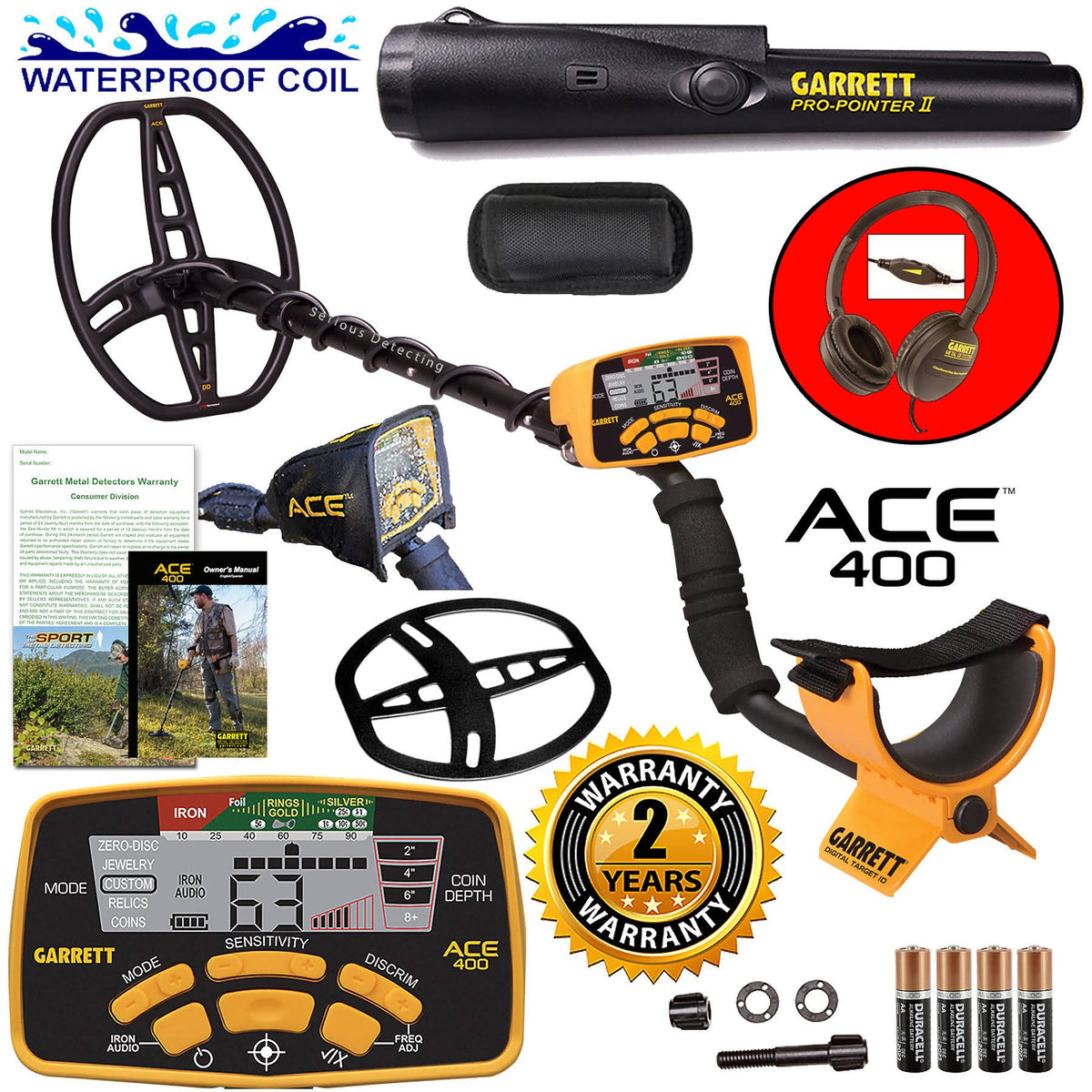 Metal Detector with Waterproof Search Coil and Pro Pointer II Z354511