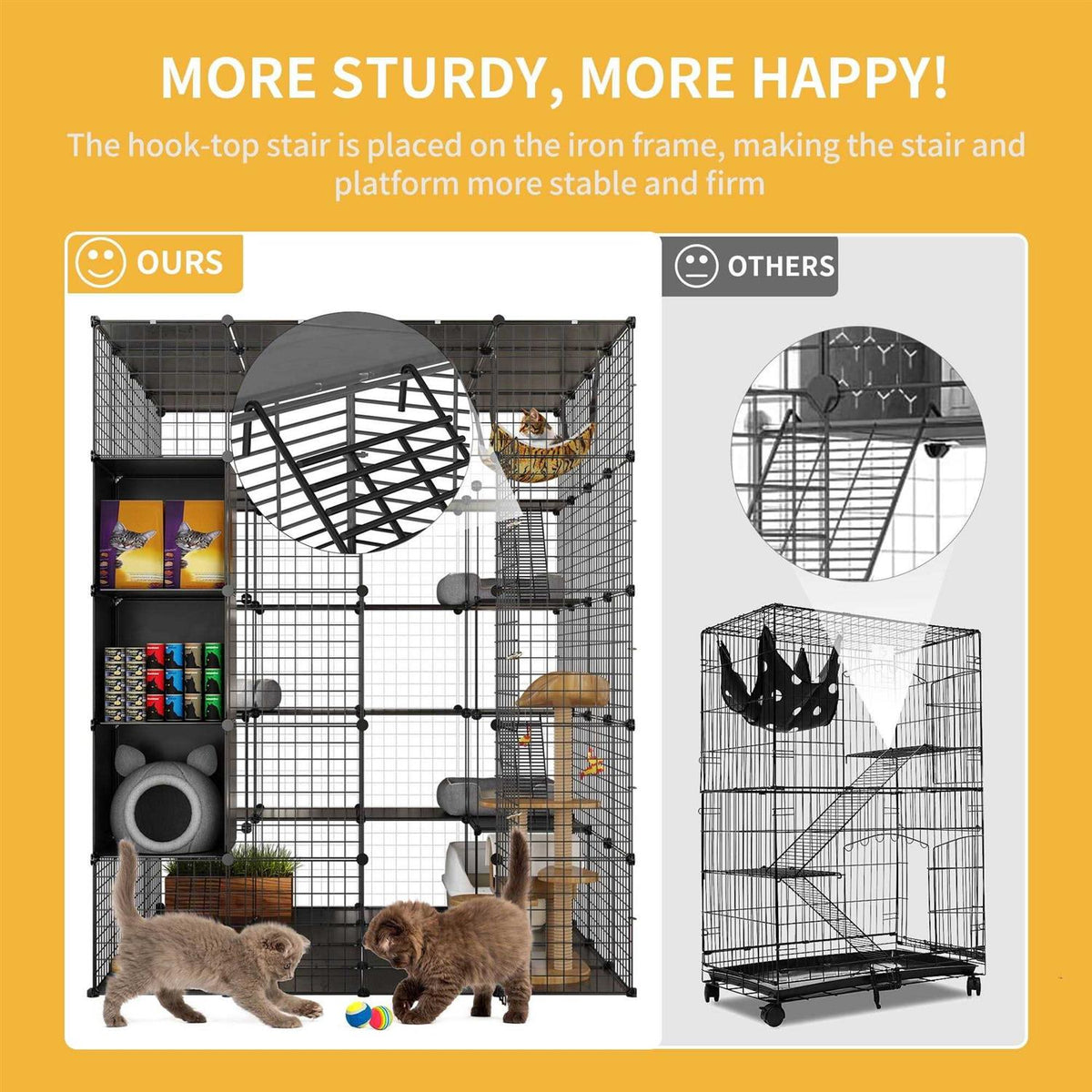 5-Tier Metal Cat Cage with Cube Storage Y635