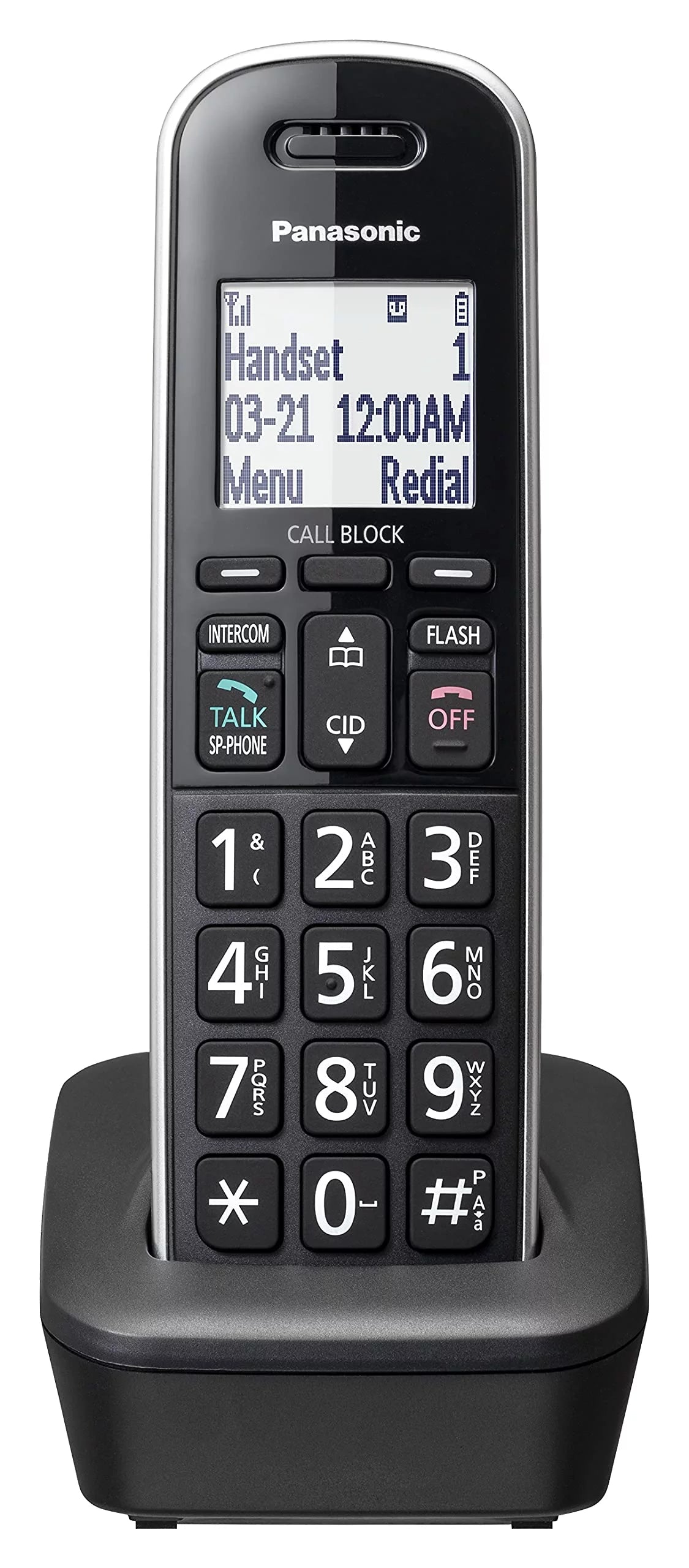 Cordless Handset with Large LCD, Call Block, Caller ID, Phonebook - Black B443822