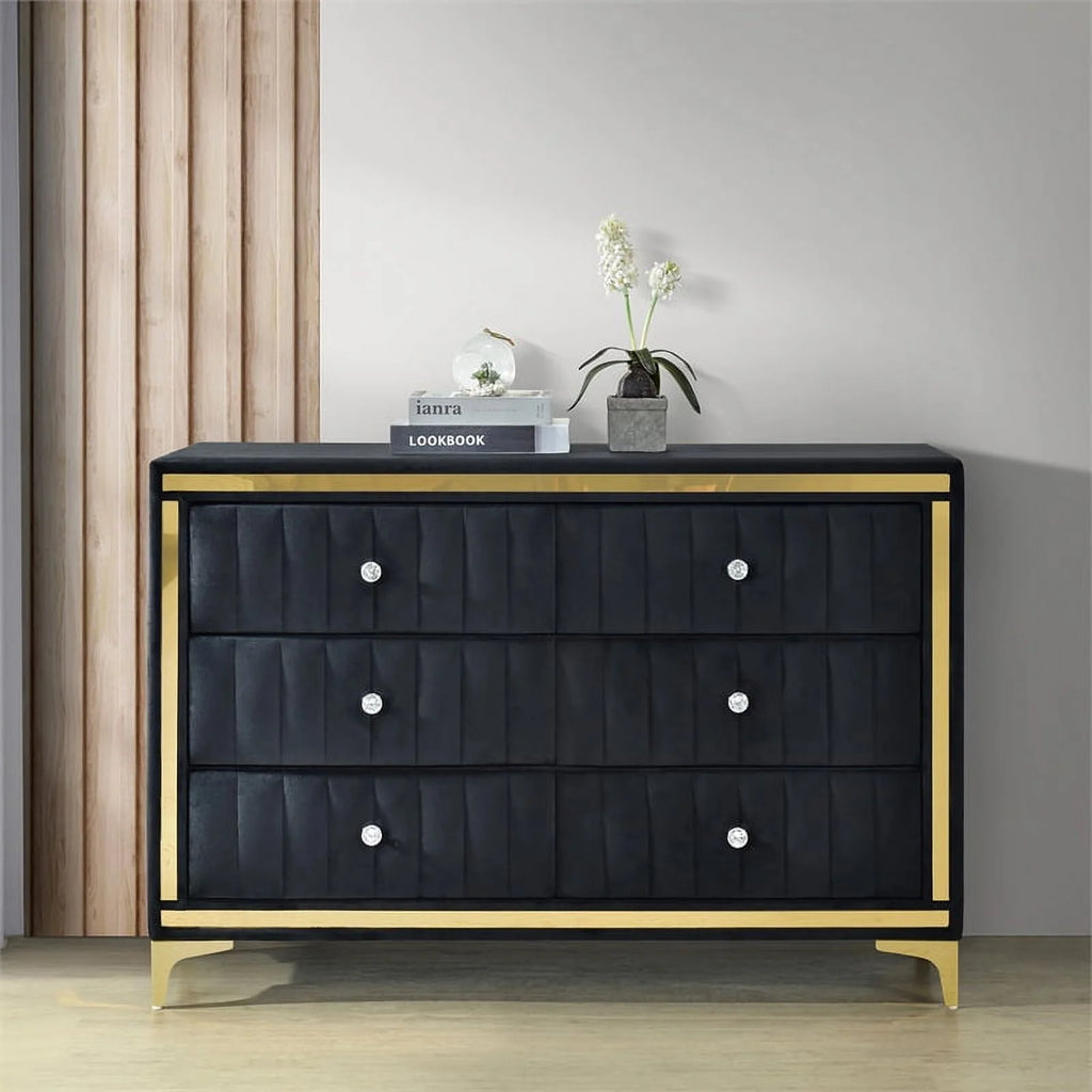 Black Velvet 6 Drawer Dresser C4501