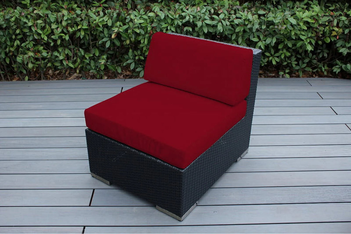 9 Piece Black Wicker Patio Furniture Sectional Conversation Set V8754