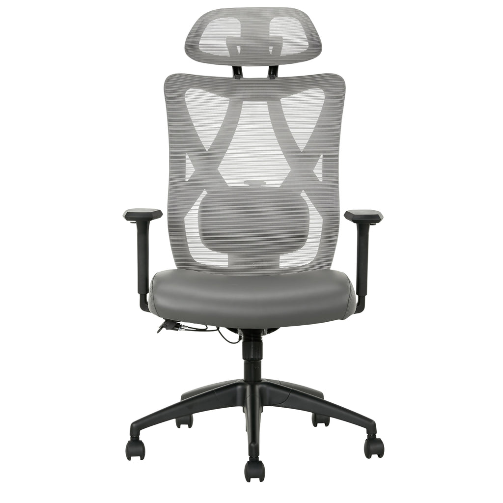 Ergonomic Mesh/Vegan Leather High-Back Task Chair, Gray/Black I992