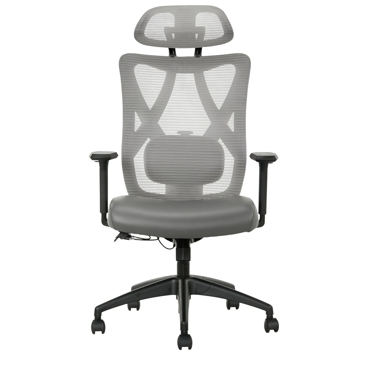 Ergonomic Mesh/Vegan Leather High-Back Task Chair, Gray/Black I992