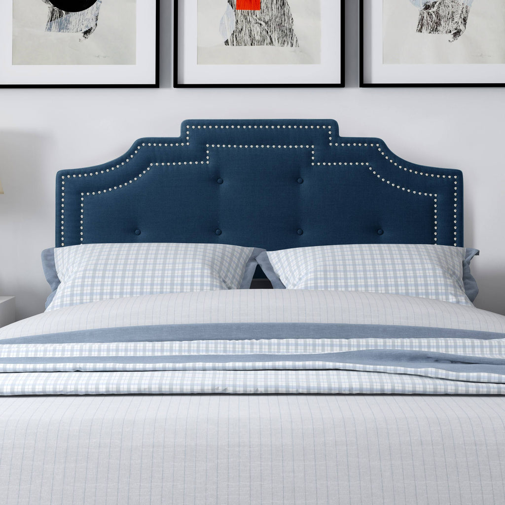 Navy Blue Button Tufted Headboard J867