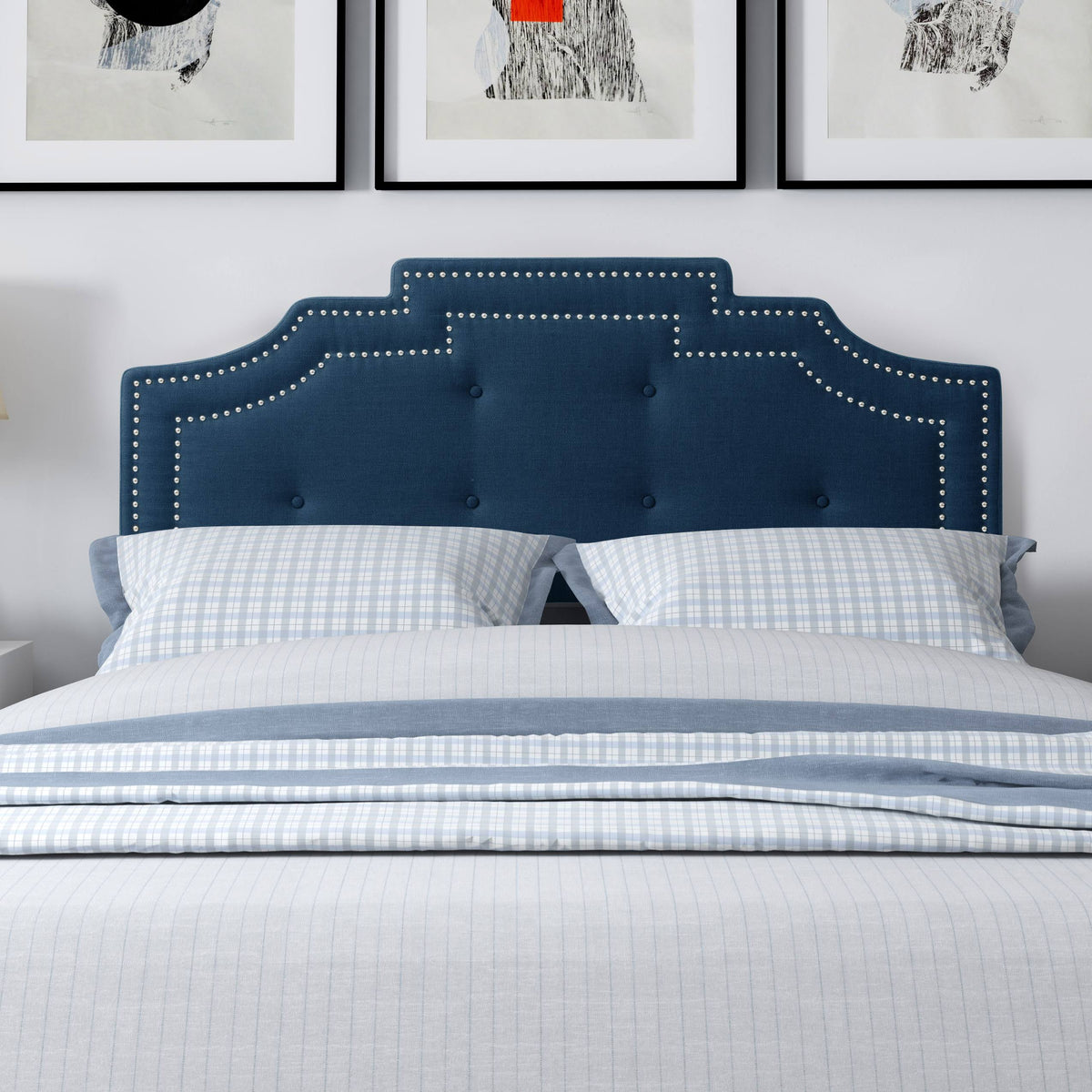 Navy Blue Button Tufted Headboard J867