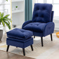 Blue Velvet Accent Recliner Chair with Ottoman with Storage F432