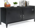 Black 2 Door Metal Storage Cabinet with 2 Shelves W6776