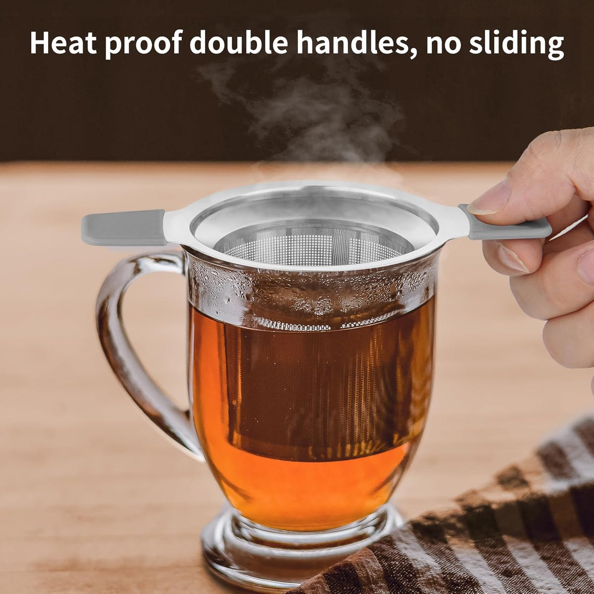 Stainless Steel Extra Fine Mesh Tea Infuser Strainer with Double Handles G247193