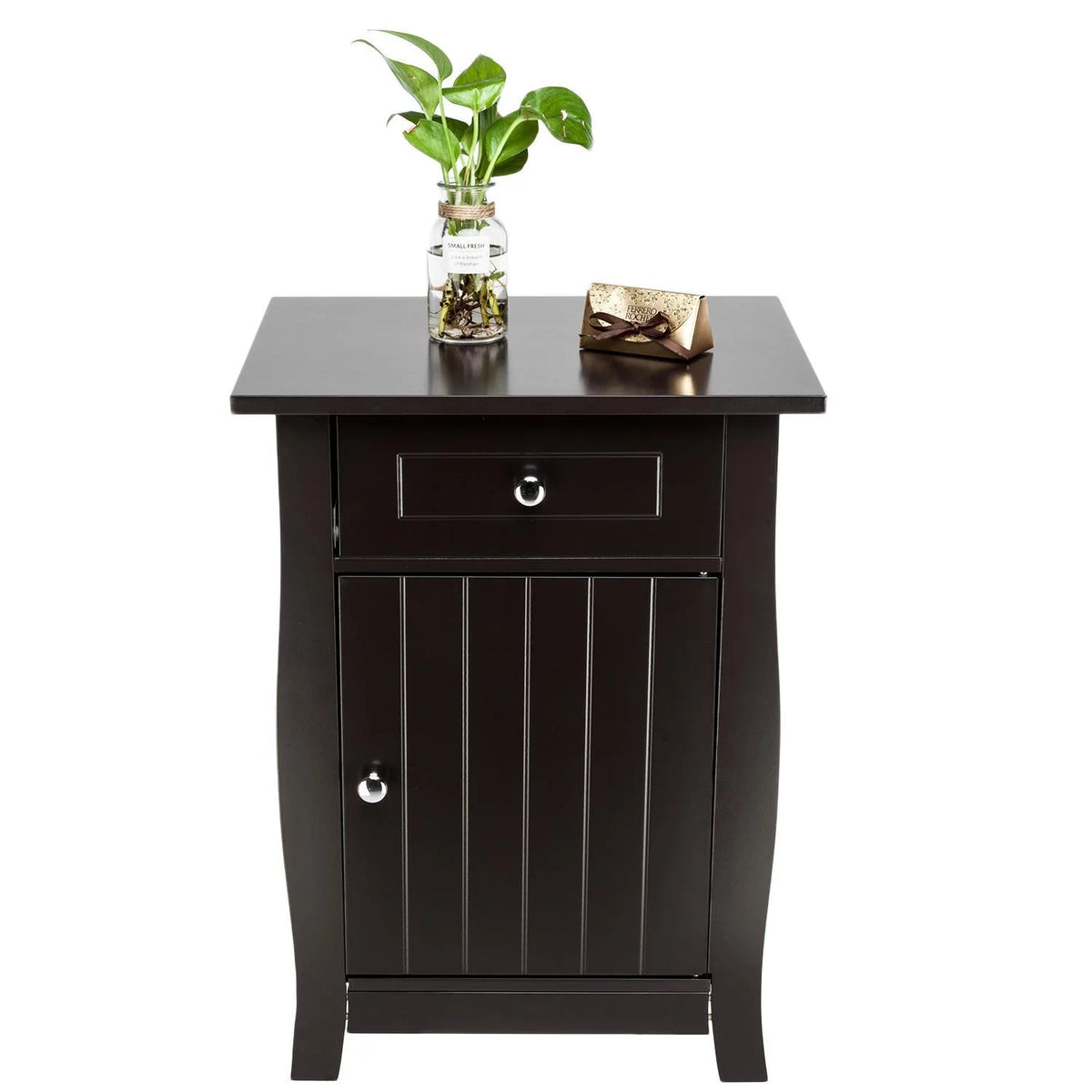 Coffee Nightstand with Drawer & Storage Cabinet B5117