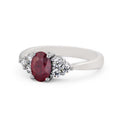 14K White Gold Oval Cut Ruby Diamond Solitaire Engagement Ring Size 7 O58058