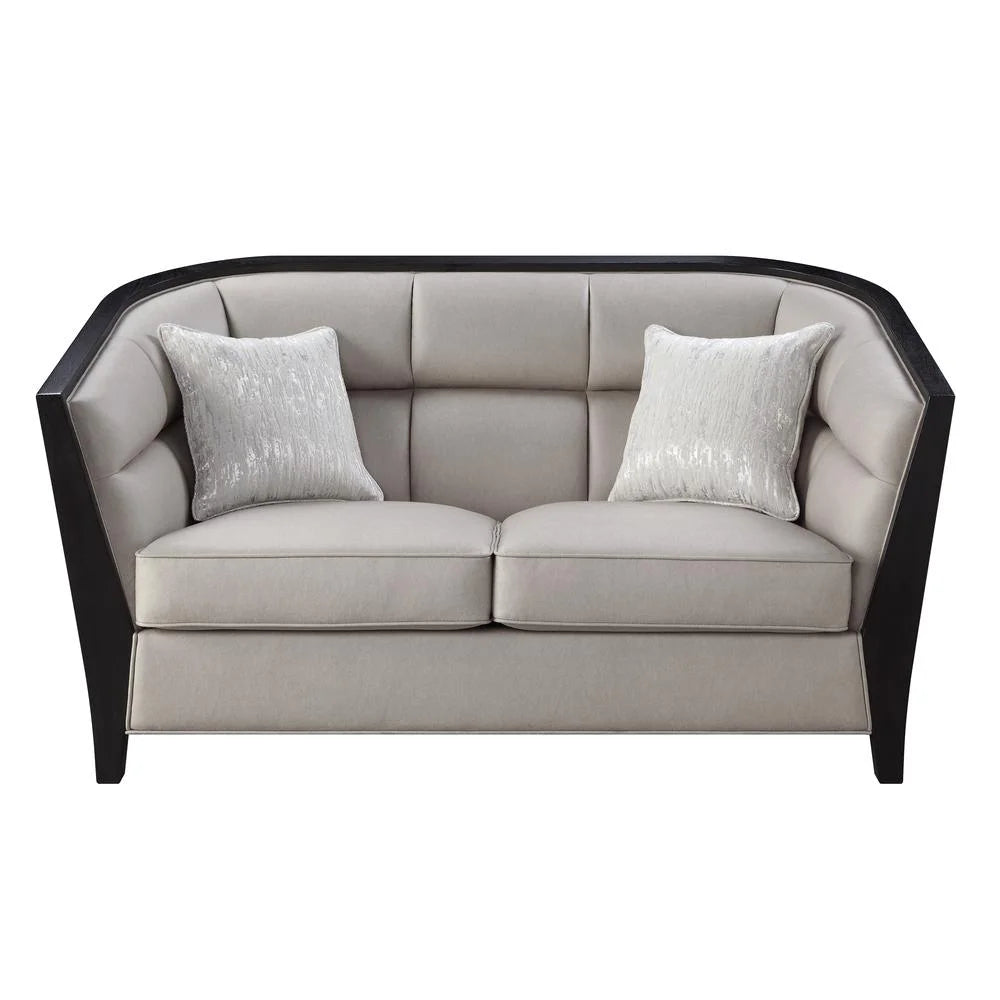 Beige Fabric Loveseat with 2 Pillows M613967