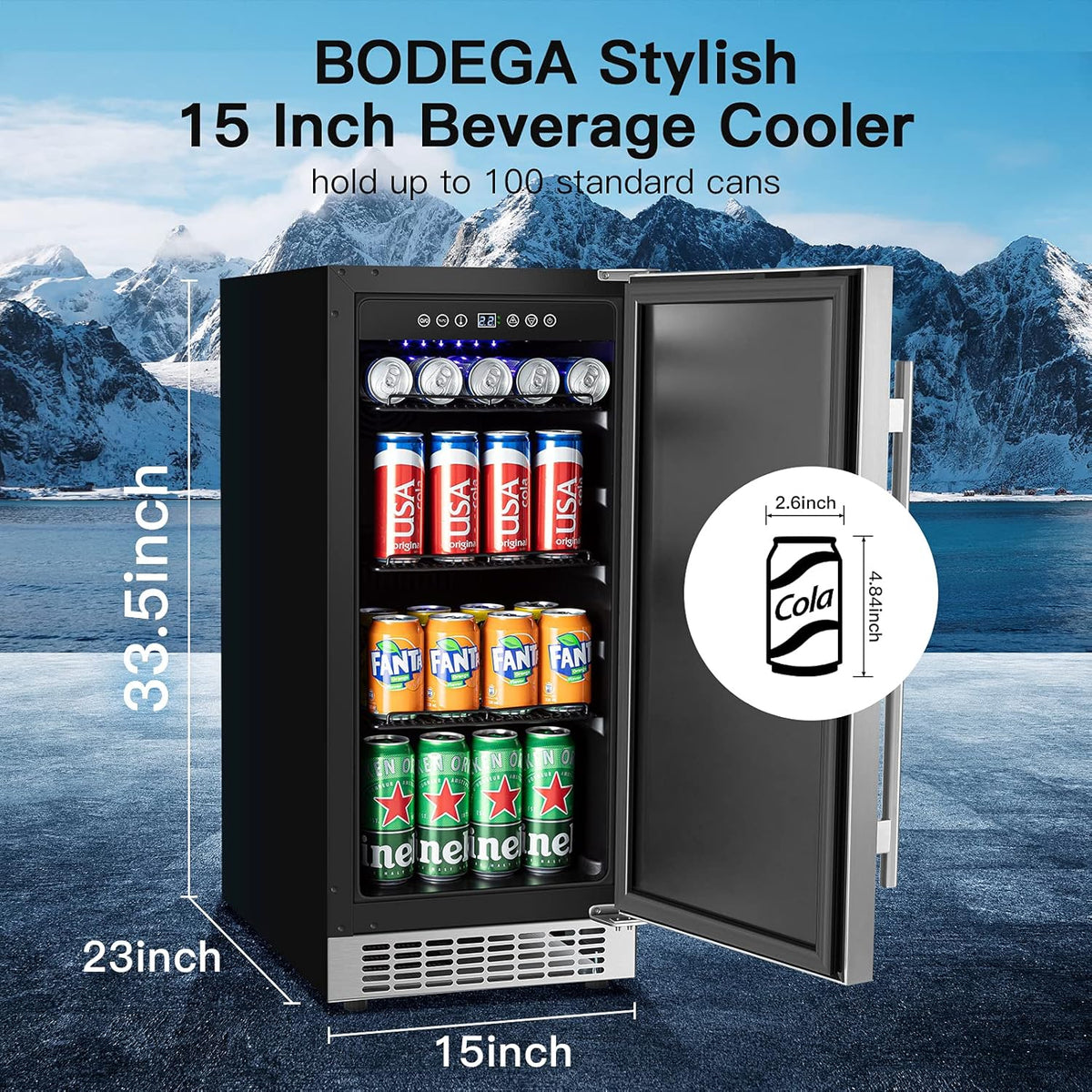 15 Inch Stainless Steel Beverage Cooler 100 Cans O9441