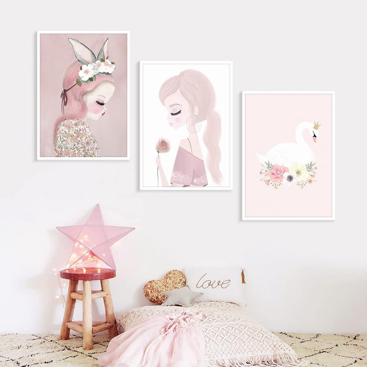 Pink Framed Canvas Wall Decor 12x16x3PCS T834252