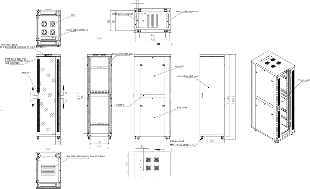 37 U Free Standing Network Rack Cabinet W972685