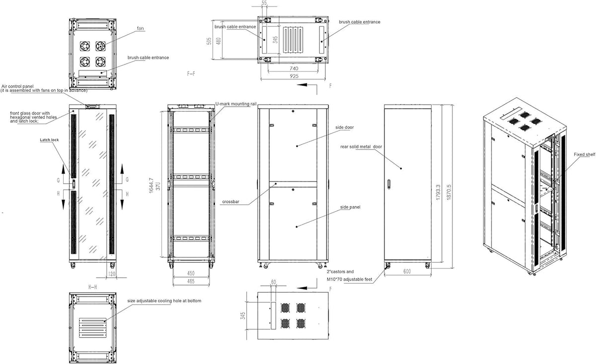 37 U Free Standing Network Rack Cabinet W972685