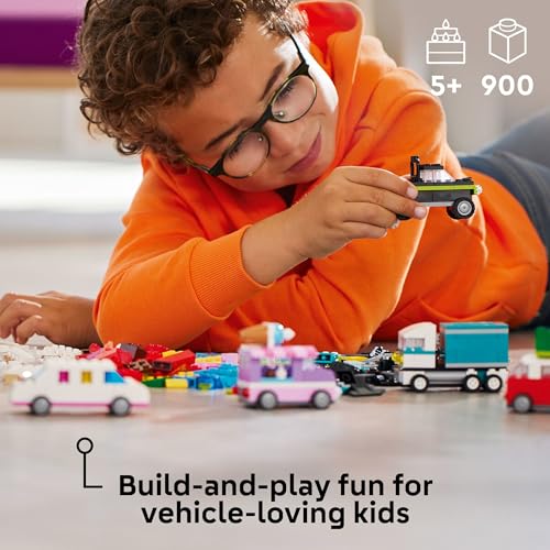 Colorful Construction Brick Building Kit with Ice Cream Truck and Police Car Toy S793