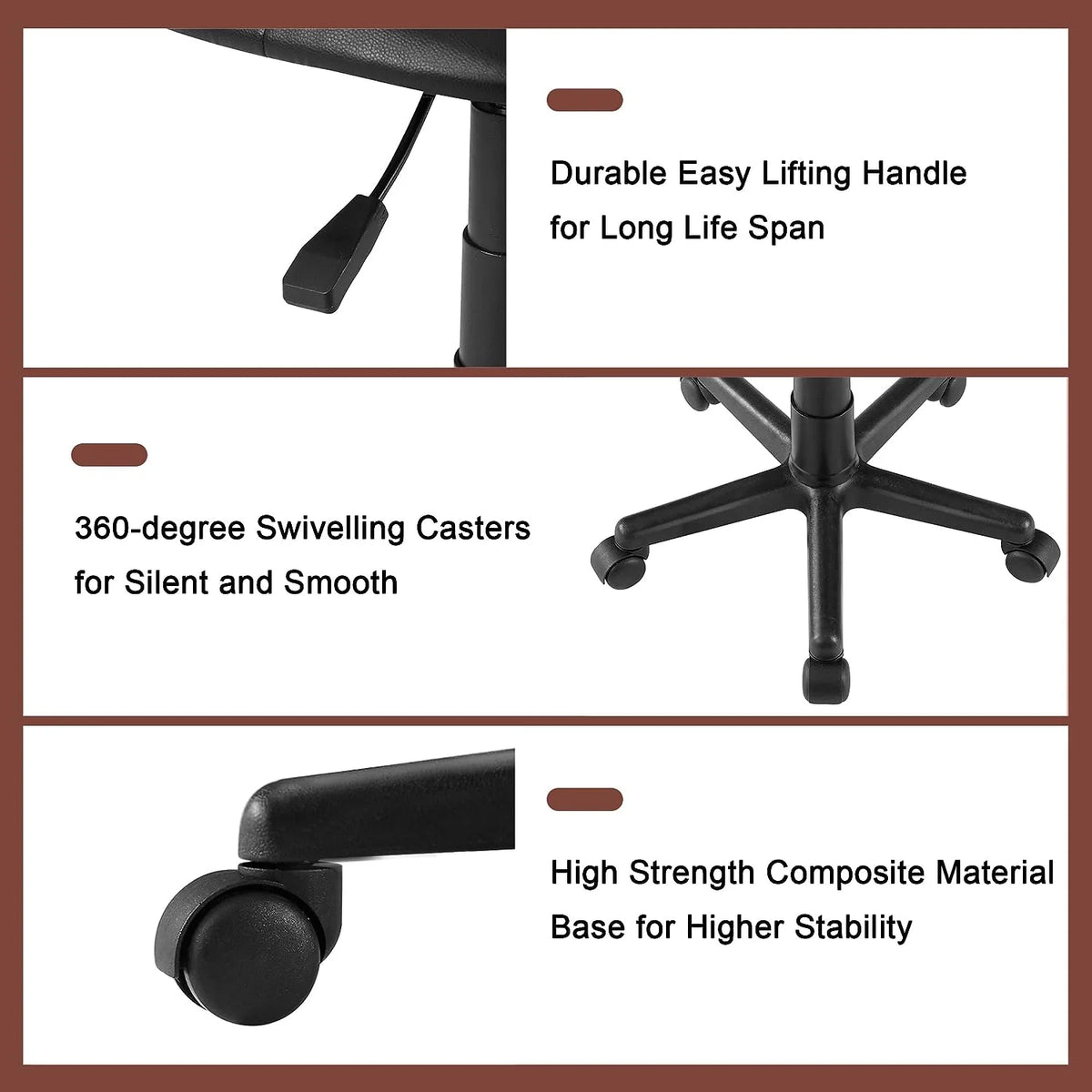 Black Adjustable Height Ergonomic Swivel Office Chair H89379