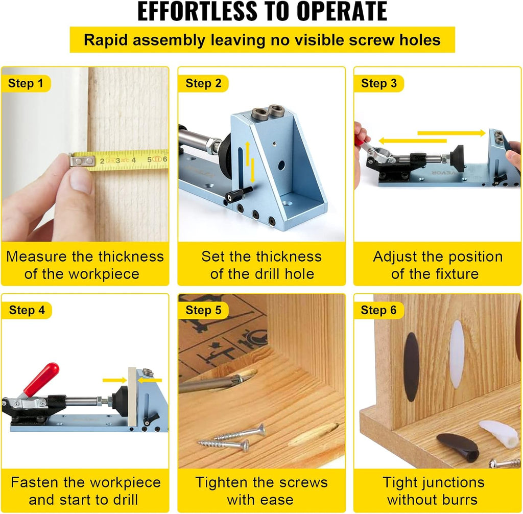 Adjustable Aluminum Pocket Hole Jig Kit B2004