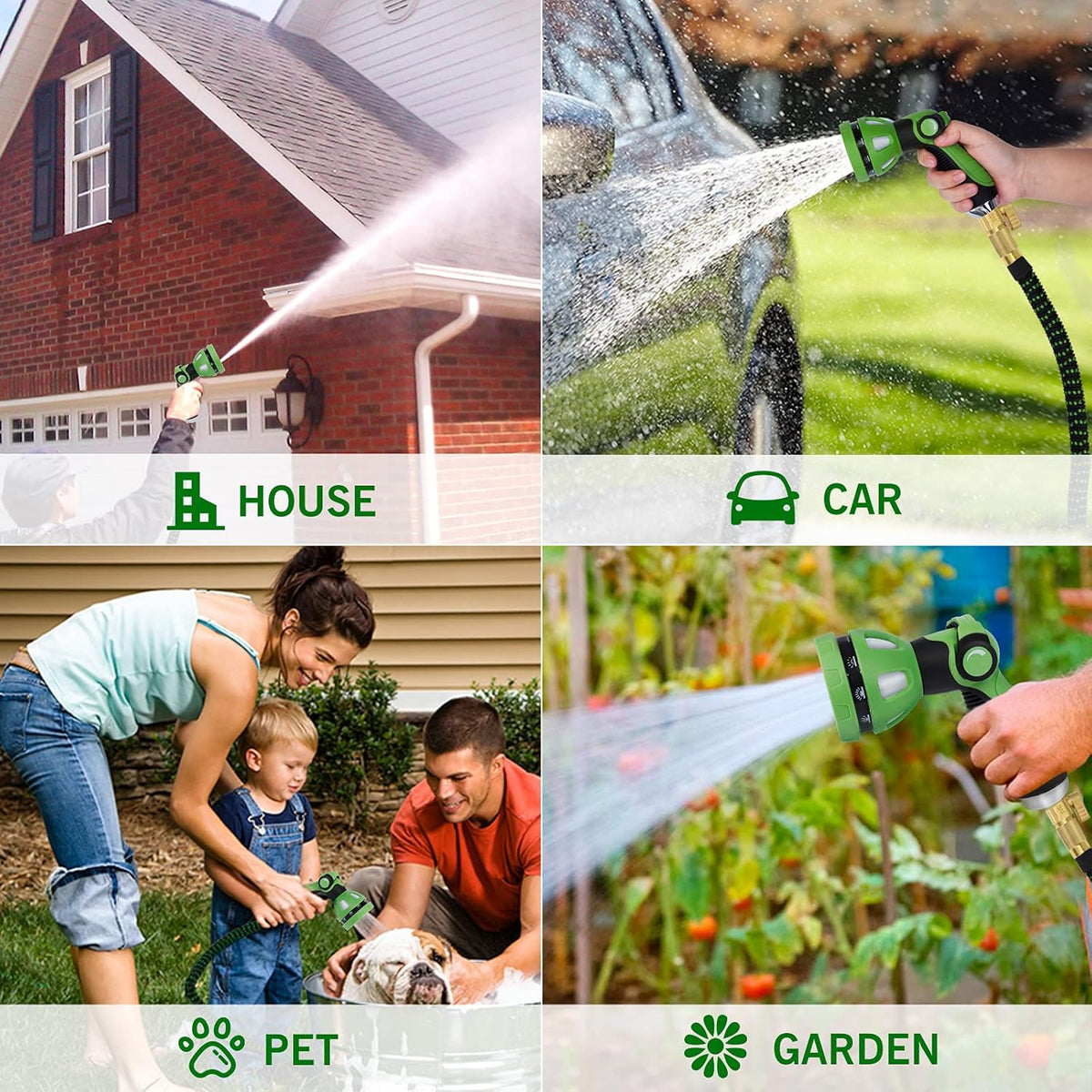 100 ft Expandable Garden Hose with 10 Function Sprayer, Solid Brass Fittings, Triple Latex Core, Pack of 2 X338041