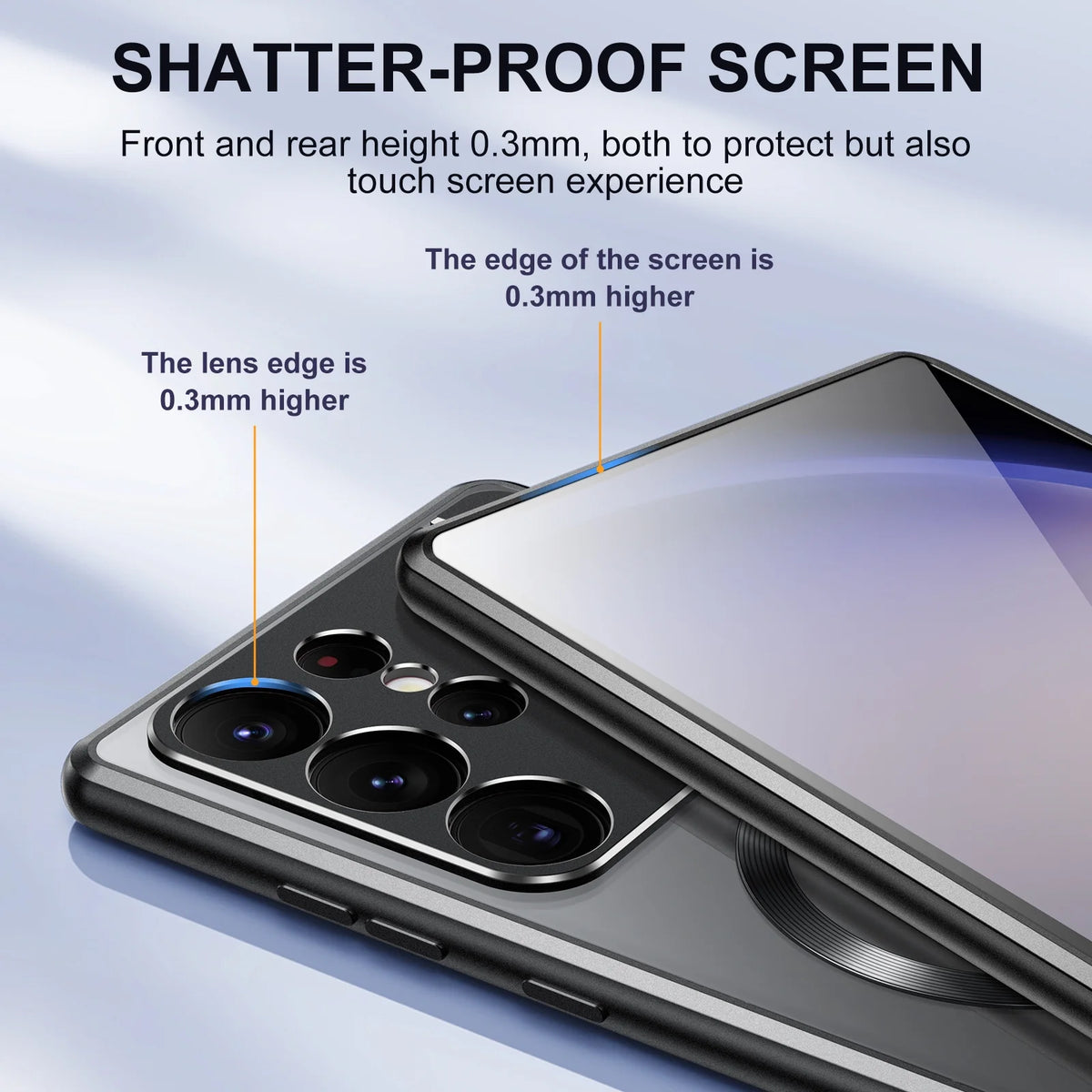Rugged Aluminum Alloy Metal Case with Acrylic Clear Back Camera Lens Protective Cover Magnetic MagSafe Shockproof Case W965542