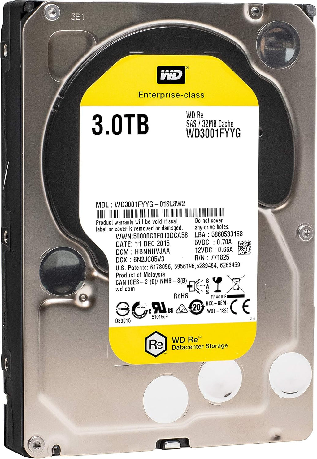3TB 7.2K RPM SAS 6 Gb/s 32MB Cache 3.5 Internal Hard Drive I555