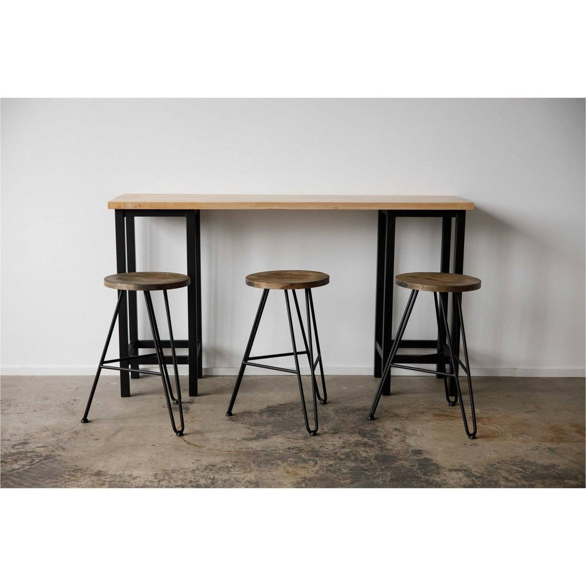 Natural Brown Ash Wood and Steel Bar Stool T7711