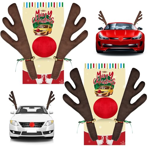 2 Pack Red Nose Car Antler Christmas Decorations S92455