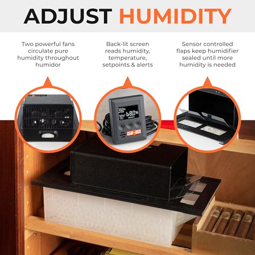 Cigar Humidor Humidifier with LCD Humidity & Temperature Display R6005