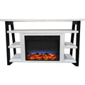 White Electric Fireplace Mantel with LED Flame Y399