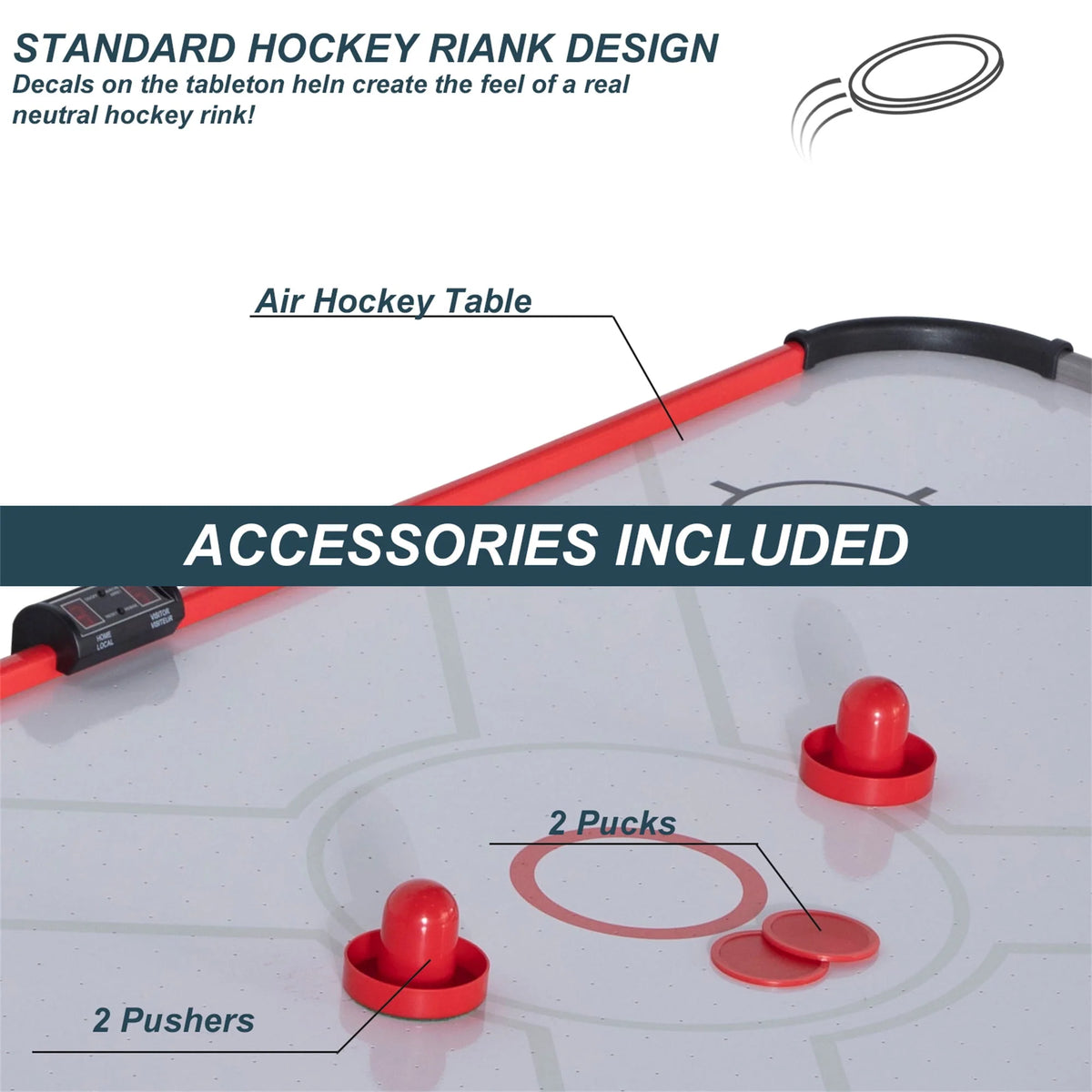 54in Folding Air Hockey Table Gaming Set with 2 Pucks 2 Pushers I521169